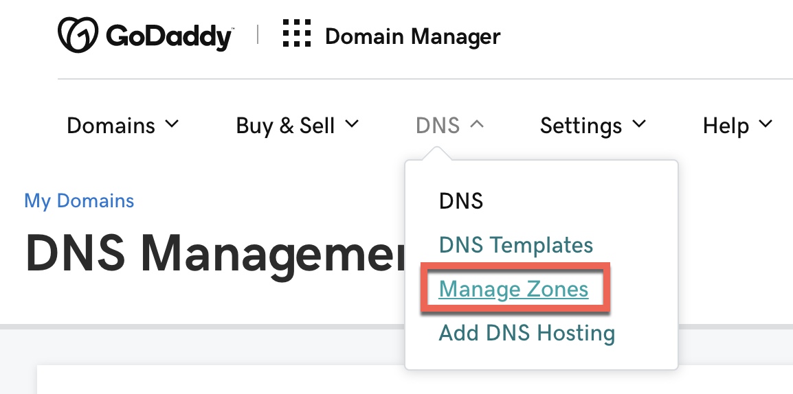 Access GoDaddy DNS Zone Management to configure Citrix GSLB delegation