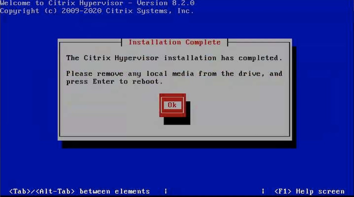 citrix hypervisor xenserver successful install