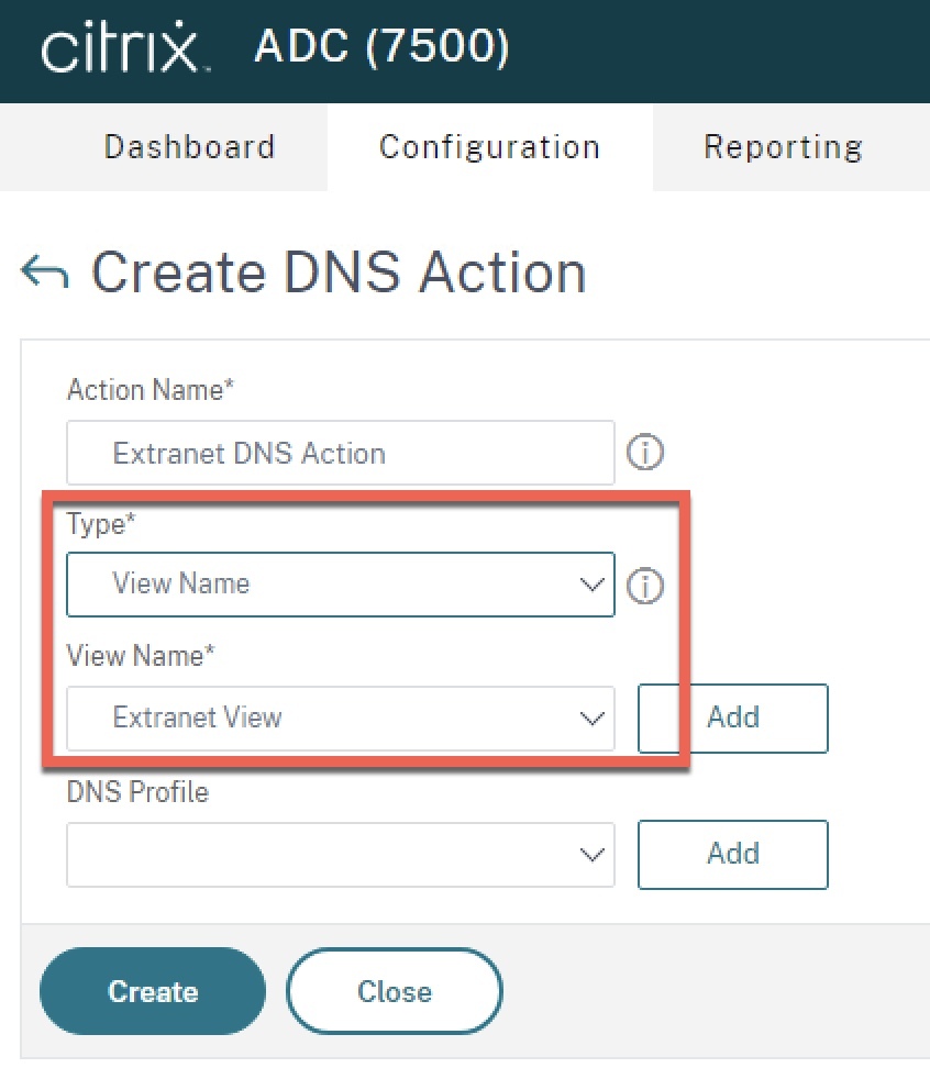 Citrix ADC NetScaler DNS Action Creation