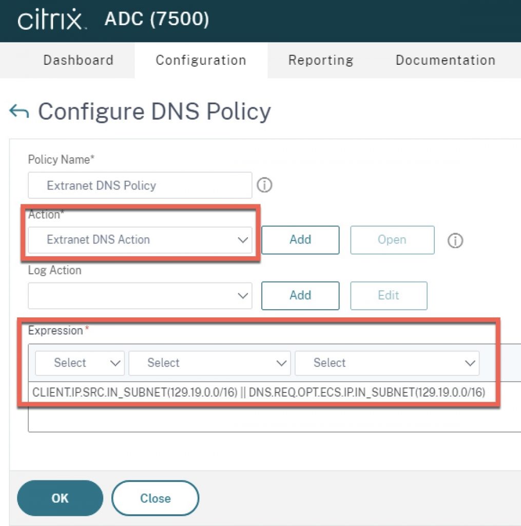 Citrix ADC NetScaler DNS Policy Creation