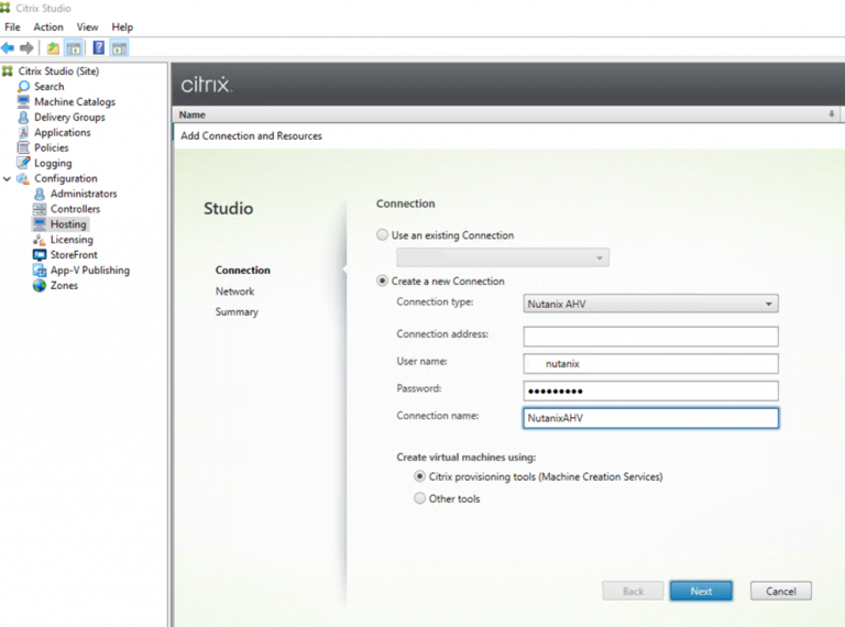 Setting up Nutanix Hosting Connection with Citrix Cloud and Delivery ...